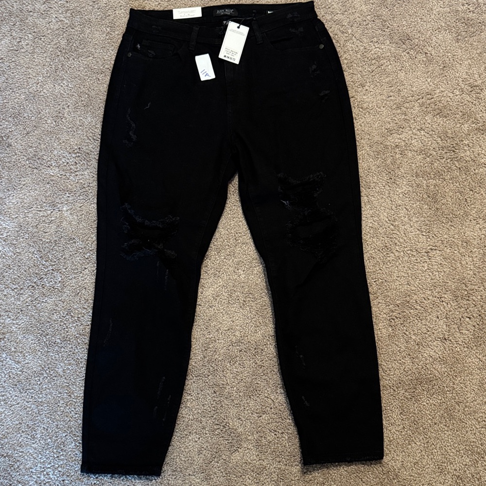 Judy Blue Women's Distressed Black Skinny Jeans